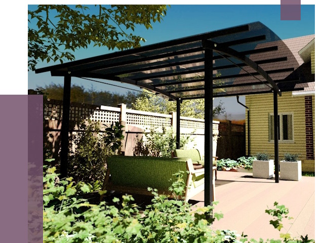 Навесы для террасы в Ступине от 13252 руб. под ключ | ПРОЛЁТ-Стп