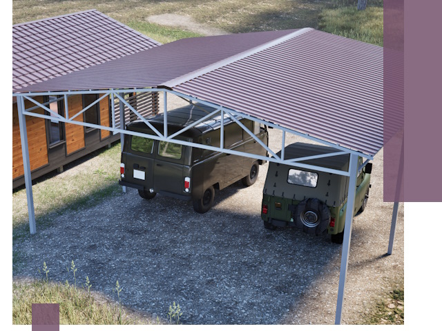 Двускатные навесы под ключ в Ступине — изготовление и монтаж